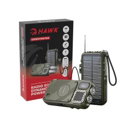 Radioodbiornik Hawk R40 Na korbkę, Solarne, Latarka, Radio FM Bluetooth Zielony