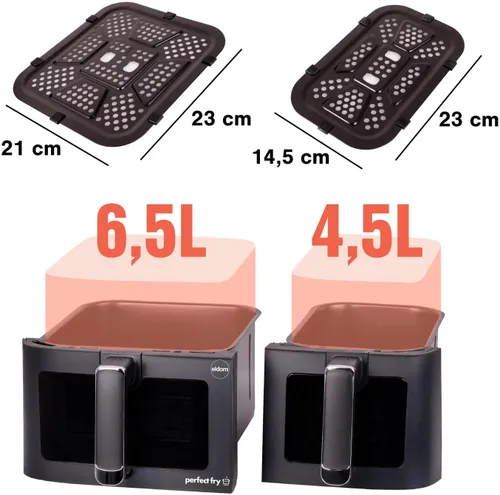 Air Fryer Frytkownica beztłuszczowa ELDOM FR220 Dualo 11l z podwójnym koszem i okienkiem do obserwacji postępów gotowania