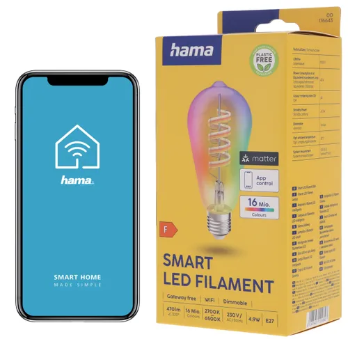 Inteligentna żarówka HAMA 176643 E27 4.9W Matter