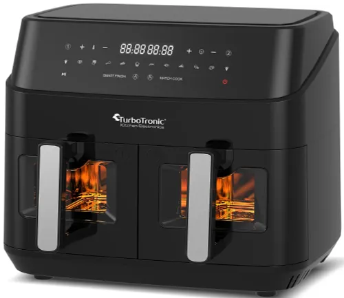 Air Fryer Frytkownica beztłuszczowa TURBOTRONIC TT-DAF6W Czarny 9l z podwójnym koszem