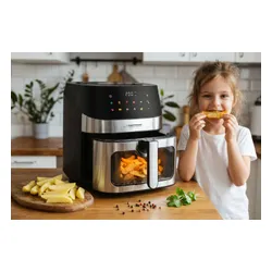 Air Fryer Frytkownica beztłuszczowa ESPERANZA Patate Al Forno 8l z 10 automatycznymi programami i okienkiem do obserwacji postępów gotowania