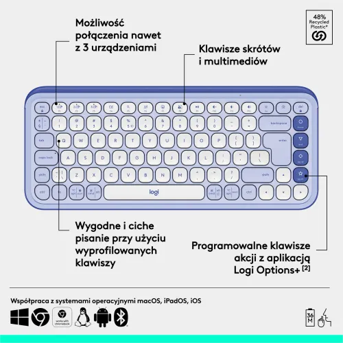 Klawiatura membranowa Logitech POP Icon Keys Fioletowy