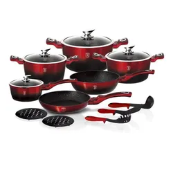 Garnki metallic 15 elementów Berlinger haus bh-1632 black burgundy line 1szt