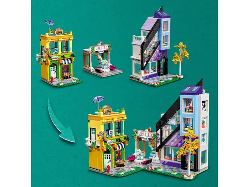 LEGO Friends 41732 şehir merkezinde iç mekan mağazası ve çiçekçi