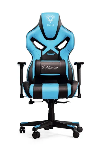 Fotel Diablo Chairs X-Fighter Normal Size Gamingowy do 150kg Skóra ECO Czarno-niebieski