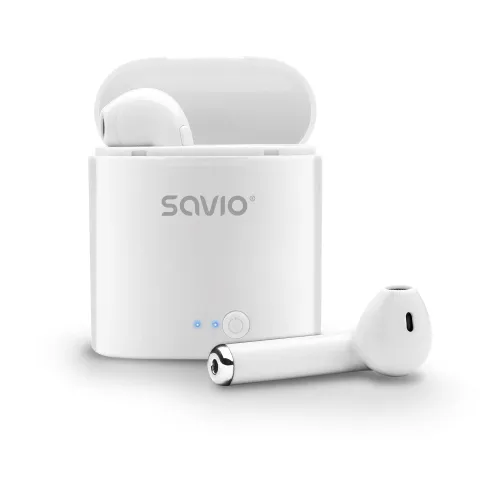 Słuchawki bezprzewodowe Savio TWS-01 Dokanałowe Bluetooth 5.0 Biały