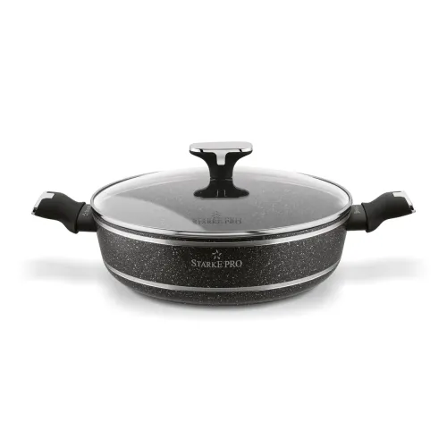 Patelnia na indukcję z pokrywką krótkie uchwyty Starke Pro Celebrity Marble 28 cm