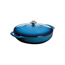 LODGE Cast Iron 3,5 l niebieski - garnek żeliwny z pokrywką