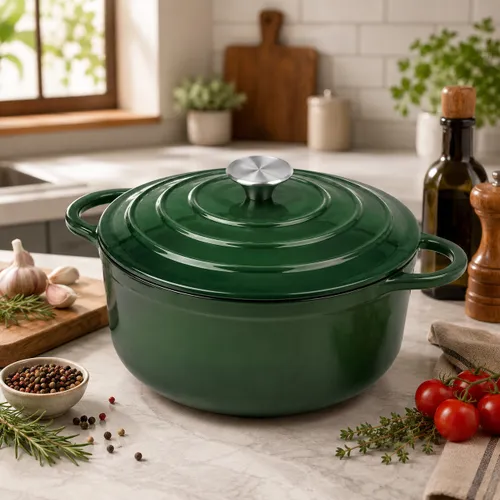 Garnek żeliwny emaliowany 28cm 5.9L ciężki indukcja Zielony KRISBERG