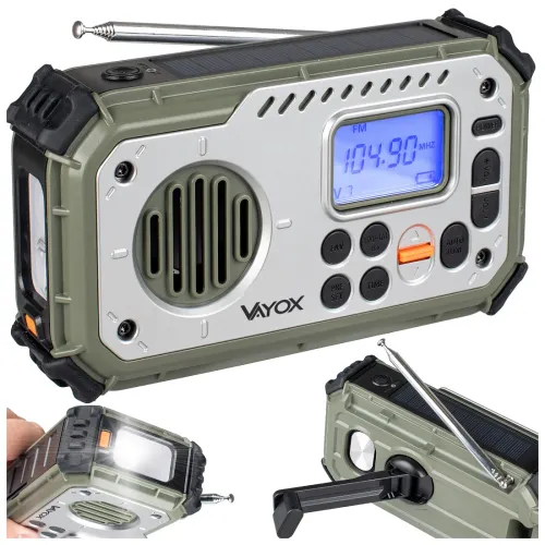 Radioodbiornik Vayox VA0440 Solarne Latarka Radio FM Bluetooth Zielony