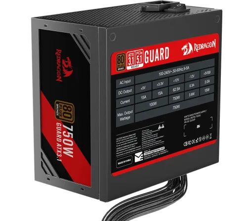 Zasilacz Redragon GUARD GC-GU03P 750W 80+ Bronze Czarny