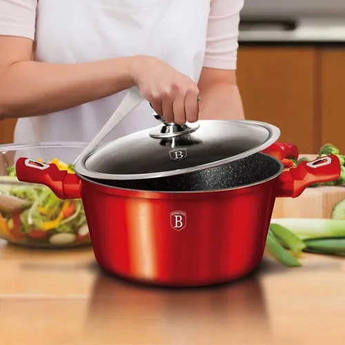 Garnek granitowy 28 cm Berlinger haus bh-1258 red metallic line 1szt
