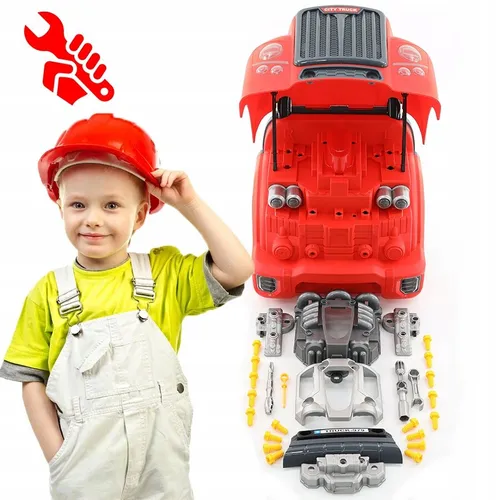 Duża ciężarówka mechaniczna z silnikiem do skręcania dla dzieci z dźwiękiem I światłami