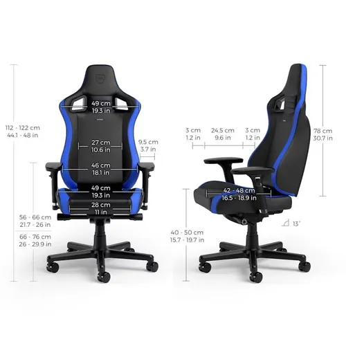 Fotel Noblechairs EPIC COMPACT Black Carbon Blue Gamingowy do 120kg Skóra ECO Czarno-niebieski