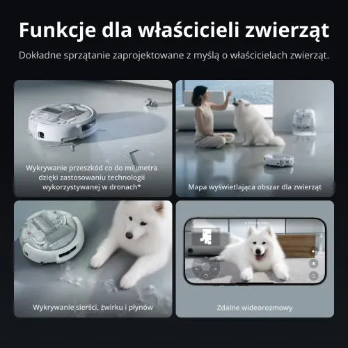 Robot sprzątający DJI Romo P2 Funkcja mopowania Stacja oczyszczająca Tworzenie mapy pomieszczenia Funkcje AI Biały