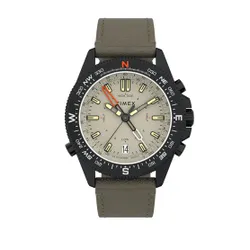 Timex Tide-Temp-Pusula Saati 43mm Çevre Dostu Kayış TW2V21800 Blac / Gri