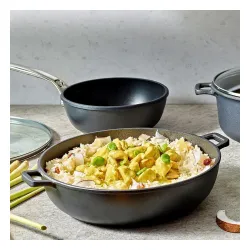 DE BUYER Choc Extreme głęboka z rączkami 24 cm czarna - patelnia nieprzywierająca