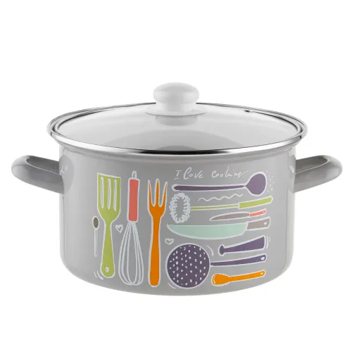 Garnek emaliowany z pokrywką EMALIA POLSKA PLESZEW STAFFIO 2 l