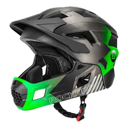 Kask rowerowy ROCKBROS TS-61 10110061003 Zielony Full Face dla Dzieci z odkręcaną szczęką (rozmiar S)