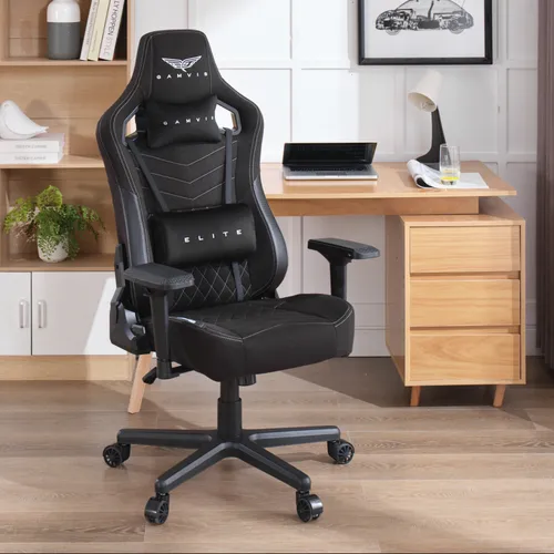 Fotel GAMVIS Elite 2.0 XL Basic Czarny (białe elementy)
