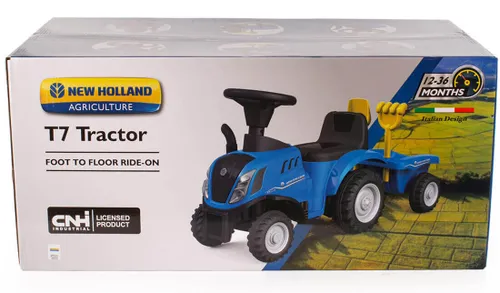 Jeździk traktor z przyczepką New Holland jeździdełko dla dziecka pojazd 12M+ niebieski