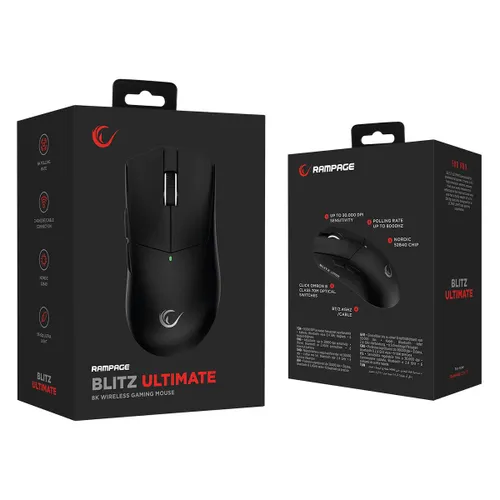 Myszka gamingowa Rampage Blitz Ultimate bezprzewodowa 30000 dpi optyczna czarna