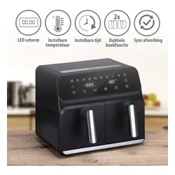 Air Fryer Frytkownica beztłuszczowa ALPINA 871125224012 8l z podwójnym koszem programator czasowy