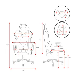 Fotel Diablo Chairs X-Player 2.0 Small do 90kg Skóra ECO Tkanina Biało-czarny