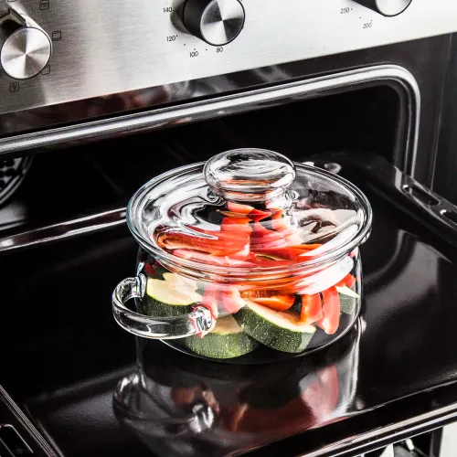 Garnek szklany żaroodporny z pokrywką SIMAX NYKO 1 l
