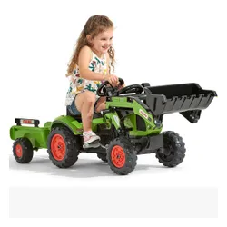 Falk Traktor Claas Zielony z Przyczepą i Łyżką na Pedały od 2-5 lat