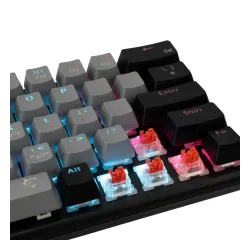 Klawiatura gamingowa White Shark Wakizashi Red przewodowa mechaniczna podświetlana szaro-czarna