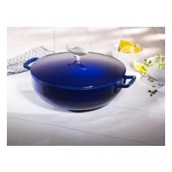 STAUB Żeliwna patelnia do duszenia z pokrywką 24 cm, niebieski