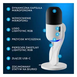 Mikrofon Logitech Yeti GX Przewodowy Dynamiczny Biały