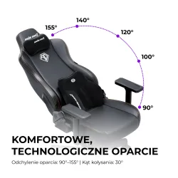 Fotel Anda Seat Novis Plus XL Gamingowy do 150kg Tkanina Ciemno szary