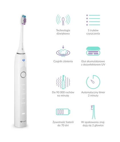 Szczoteczka soniczna TRUELIFE SonicBrush Clean70 UV Biały