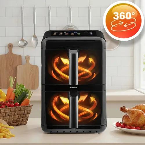 Air Fryer Frytkownica beztłuszczowa BERDSEN BD-663 11.6l z podwójnym koszem i okienkiem do obserwacji postępów gotowania