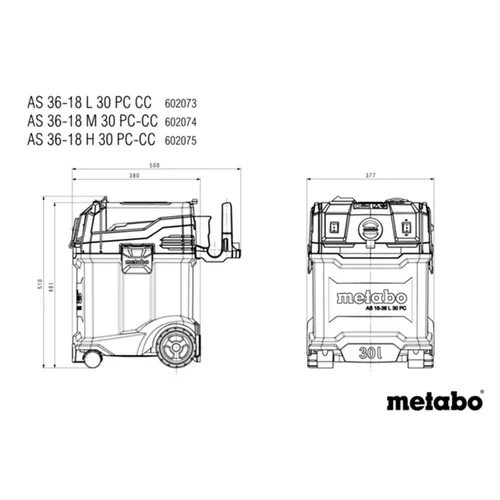 Odkurzacz przemysłowy Metabo AS 36-18 L 30 PC-CC