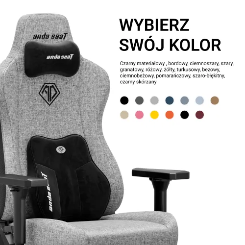 Fotel Anda Seat Kaiser 3E XL Gamingowy do 150kg Tkanina Szary