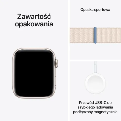 Apple Watch SE GPS 44 мм алюминиевый лунный светящийся / лунный светящийся спортивный браслет