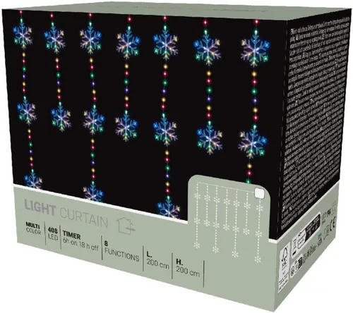 Kurtyna dekoracyjna CHRISTMAS DECORATION 1079738 408 LED Sieciowe 2 m Transparentny