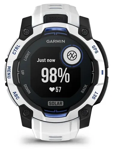 Smartwatch GARMIN Instinct 3 45mm Solar Biały + pasek biało-niebieski