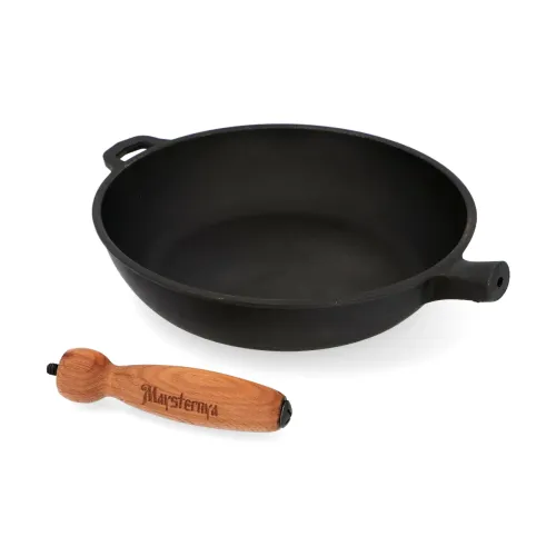 Patelnia żeliwna z pokrywką i odpinaną rączką MAYSTERNYA WOOD 24 cm