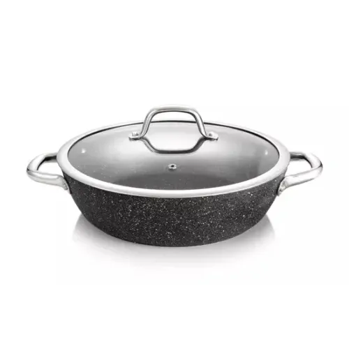 TESCOMA President Stone 28 cm czarna - patelnia nieprzywierająca z pokrywką