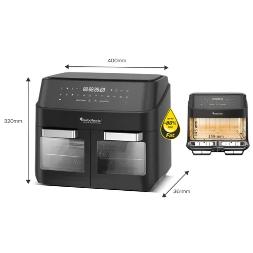 Air Fryer Frytkownica beztłuszczowa TURBOTRONIC TT-DAF7W Czarny z podwójnym koszem