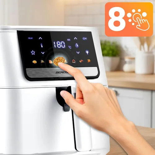 Air Fryer Frytkownica beztłuszczowa BERDSEN BD-662 Biały 6.5l 8 automatycznych programów