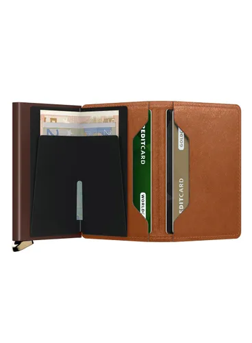 Кошелек Secrid Premium Slimwallet Emboss Lines RFID - коньяк