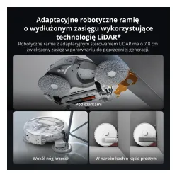 Robot sprzątający DJI Romo P2 Funkcja mopowania Stacja oczyszczająca Tworzenie mapy pomieszczenia Funkcje AI Biały