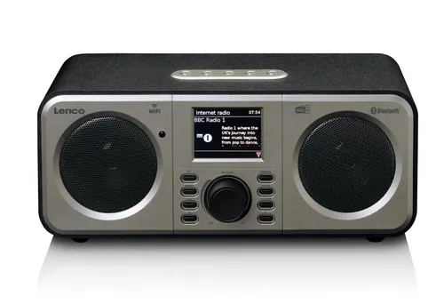 Radioodbiornik Lenco DIR-141BK Radio FM DAB+ Internetowe Bluetooth Czarno-srebrny