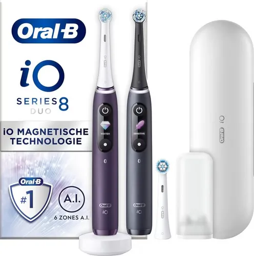 Oral-B iO Seria 8 Magnetyczna Szczoteczka Elektryczna Zestaw Duo Fioletowa/Czarna