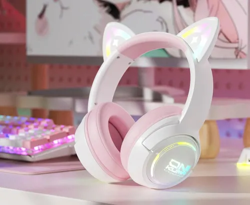 Słuchawki ONIKUMA GT838 Nauszne Biało-różowy